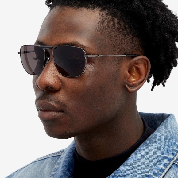 NEW BB0298S 001 BALENCIAGA GREY METAL UNISEX AVIATOR BALENCIAGA SUNGLASSES - Picture 5 of 12